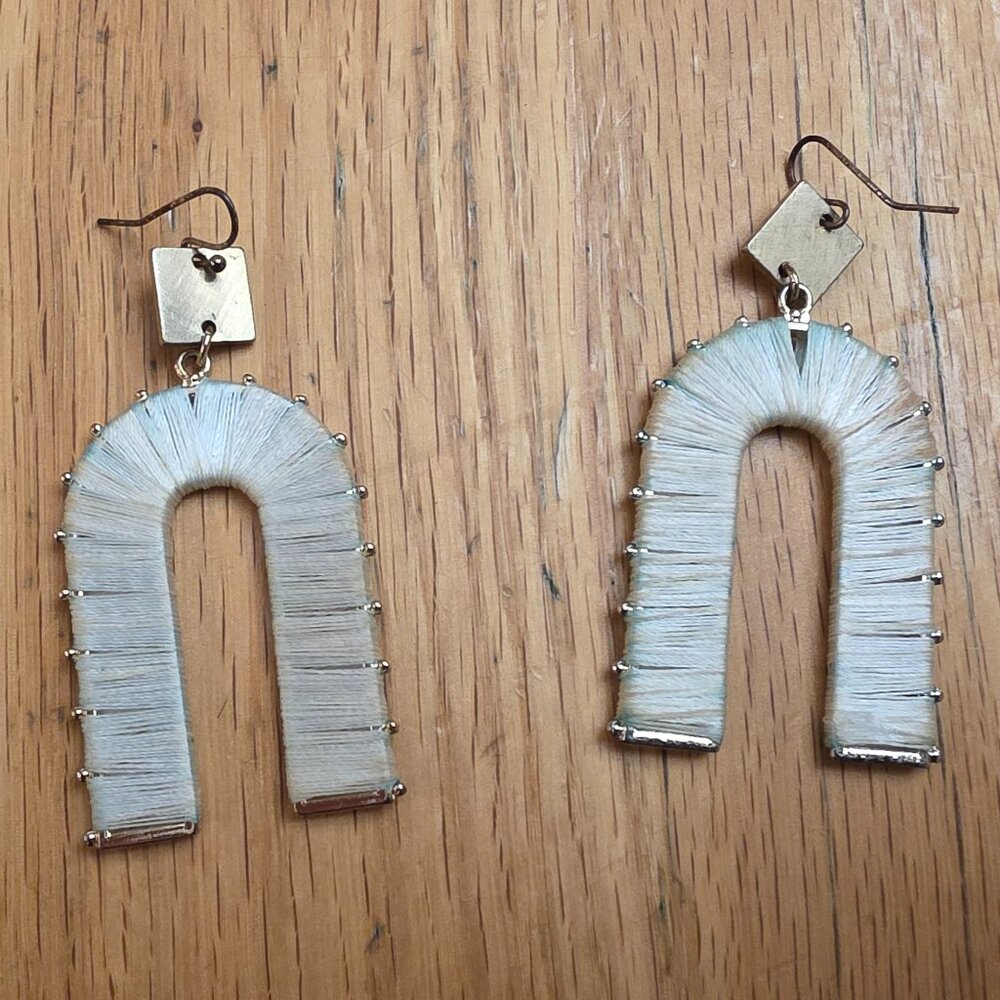 Etsy Silver Arch Thread Drop Dangle Earrings - image 4